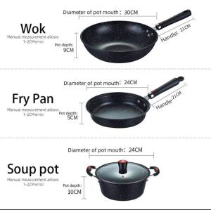 a comparison of a frying pan and a frying panry pan soup pot at Minimalist Condo in Azure North in San Fernando