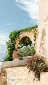 an archway with plants and flowers on a building at Antico Frantoio in Alicudi