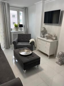 Televízia a/alebo spoločenská miestnosť v ubytovaní Apartament Chanel Centrum