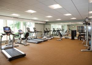 a gym with a lot of treadmills and machines at Oglebay Resort in Wheeling