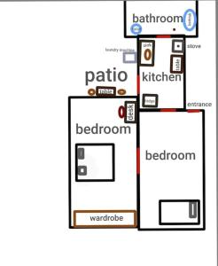 a diagram of a machine with the words bathroom bathroom kitchen at Little Chill in Athens