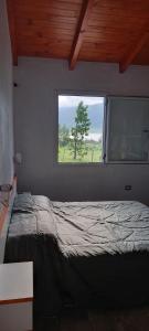 1 dormitorio con 1 cama grande y ventana en Al Paraíso en Tafí del Valle