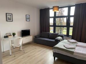 Televízia a/alebo spoločenská miestnosť v ubytovaní SleepWell Apartments