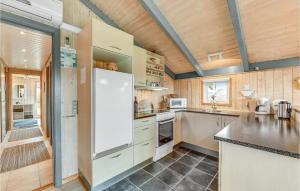 a kitchen with a white refrigerator and a counter at Amazing Home In Hvide Sande With Wifi in Bjerregård +23 photos