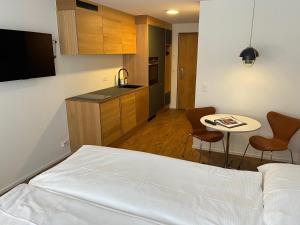 Kuchyň nebo kuchyňský kout v ubytování Saaserhof Apartments