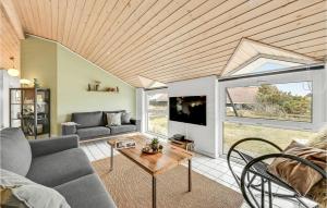 sala de estar con sofá y TV en Nice Home In Thisted With Indoor Swimming Pool en Klitmøller