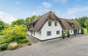 a large white house with a thatched roof at Holiday Home Skamling Vejen in Sønder Bjert +23 photos