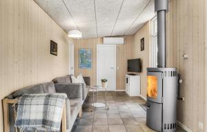 a living room with a couch and a fireplace at Nice Home In Fjerritslev With 4 Bedrooms And Wifi in Fjerritslev