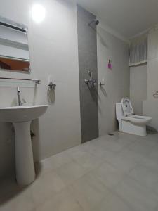 een badkamer met een wastafel en een toilet bij Hotel My Dream in Pokhara