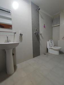 a bathroom with a sink and a toilet at Hotel My Dream in Pokhara