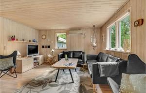 ThyholmにあるNice Home In Thyholm With 3 Bedrooms And Wifiのリビングルーム(革製家具、テレビ付)