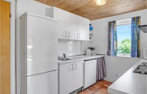 una cucina bianca con lavello e frigorifero di Holiday Home Hvidkløvervej Ebeltoft a Ebeltoft