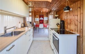 KarrebæksmindeにあるStunning Home In Karrebksminde With 3 Bedroomsのキッチン(シンク、冷蔵庫付)