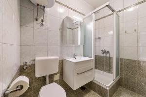 a bathroom with a toilet and a shower and a sink at Apartment Zulijani A6 in Rabac +27 photos