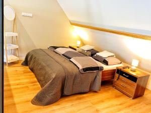 a bedroom with a large bed in a room at B&B de Muldermolen in Schinnen
