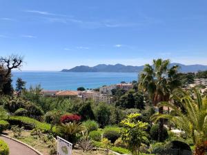 戛纳T2 superbe vue mer Cannes的花园享有海景。