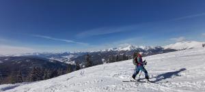 una persona sugli sci che si trova su un pendio innevato di SCHWEIZER Hof a Tamsweg