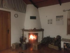 sala de estar con chimenea en Cortijo andaluz en Sierra Morena - Naturaleza, en Villaviciosa de Córdoba