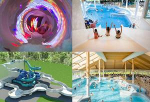 a collage of four pictures of a water park at Private, 5-star vacation home on a beautiful island in De Cocksdorp
