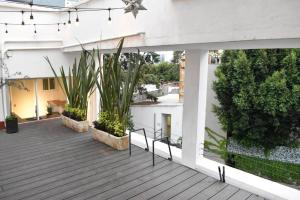 una terraza al aire libre con plantas en un edificio en Apartment & private terrace Sunlight residence, en Ciudad de México