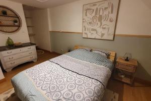 1 dormitorio con 1 cama y vestidor en Maison tout confort centre de Nogent sur Seine, en Nogent-sur-Seine