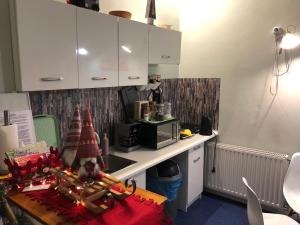 Kuchyň nebo kuchyňský kout v ubytování Árkád Apartmanház Szeged