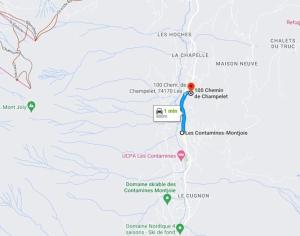 a map showing the route of the crash at Studio agréable in Les Contamines-Montjoie