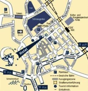 a map of a city with at Hotel Peterchens Mondfahrt in Fulda