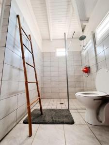 a bathroom with a ladder next to a toilet at Villa MauCa in Pointe-Noire
