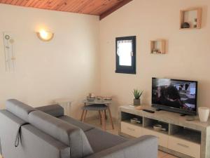 uma sala de estar com um sofá e uma televisão de ecrã plano em Maison Bretignolles-sur-Mer, 2 pièces, 4 personnes - FR-1-224A-12 em Bretignolles-sur-Mer