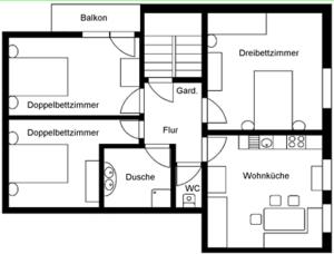 Plán poschodí v ubytovaní Gostanova Appartements