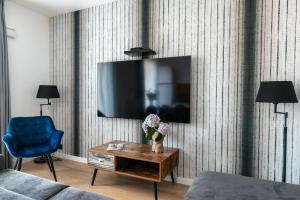 Televízia a/alebo spoločenská miestnosť v ubytovaní InPoint Spacious Apartments near Main Square & Kazimierz District
