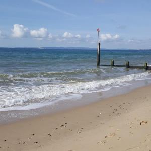 een strand met een pier in de oceaan bij 19A Stourwood Avenue in Southbourne