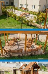 zwei Bilder einer Bank und eines Pavillons in der Unterkunft Apto São Bernardo do Campo 33 in São Bernardo do Campo + 45 Fotos