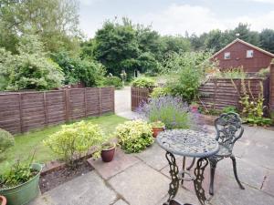a garden with a table and some potted plants at Thorpegate - E3076 in Thorpe Market