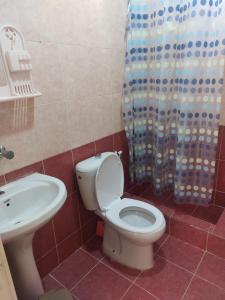 łazienka z toaletą i umywalką w obiekcie Magic view apartment w mieście Wadi Musa