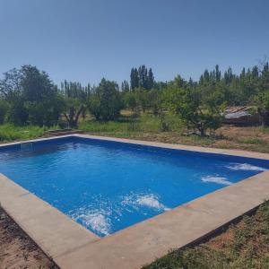 una piscina de agua azul en un campo en Hospedaje Los Girasoles en Salto de las Rosas