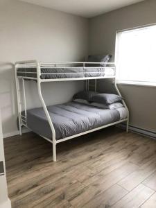 a bedroom with two bunk beds in a room at Immaculate suite with amazing mountain views! in Cumberland