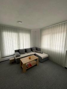 Imperial exclusive apartments في فليكا كلادوشا: غرفة معيشة مع أريكة وطاولة قهوة