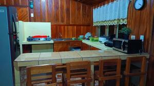 Kuchyň nebo kuchyňský kout v ubytování Monteverde Monkey Hostel