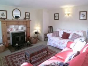 a living room with a couch and a fireplace at Wester Croachy Cottage in Aberarder