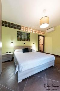 ein Schlafzimmer mit einem großen weißen Bett in einem Zimmer in der Unterkunft Camera il Nido in Colleoli