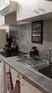 a kitchen with a sink and a counter top at Chez mimi in Toulouse