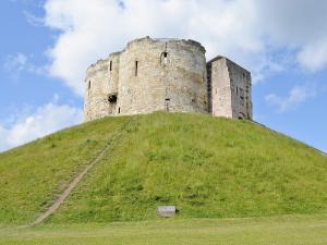 a castle on top of a grassy hill at Biggan Mews in York