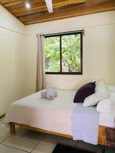 um quarto com uma cama grande e uma janela em Beautiful 2-bedroom home OR Studio Apartment OPTION in Santa Cruz em Santa Cruz