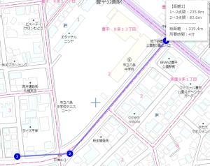 un mapa de la ciudad de Pingyao con puntos azules en カプリス豊平公園201号室, en Toyohira