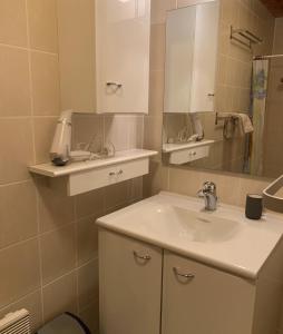 a bathroom with a sink and a mirror at Havre de paix - chambres dhotes in Bellegarde-sur-Valserine