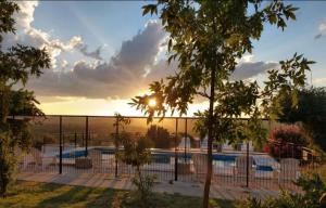 库拉布罗切罗镇艾肯山林小屋的享有游泳池及阳光环境的景色