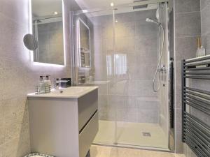 ein Bad mit einer Dusche, einem Waschbecken und einem WC in der Unterkunft Appartement Morzine, 4 pièces, 6 personnes - FR-1-627-70 in Morzine