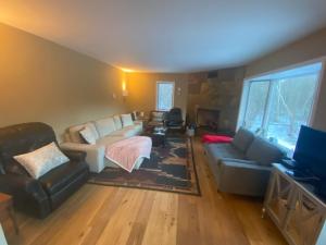 uma sala de estar com um sofá e uma televisão em Hunter Mt Amazing Views Catskills! 5 Bedrooms! Best Choice! em Hunter
